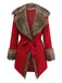 1950s Faux Fur Collar Lapel Belt Coat