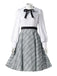 Grey 1940s Peter Pan Collar Bow Plaid Dress