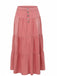 Pink 1940s Denim Button-Down Tiered Maxi Skirt