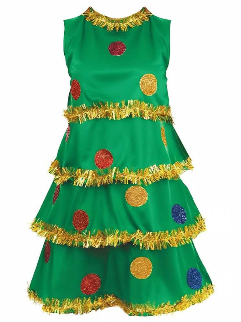Green 1960s Christmas Tree Tiered Dress Set