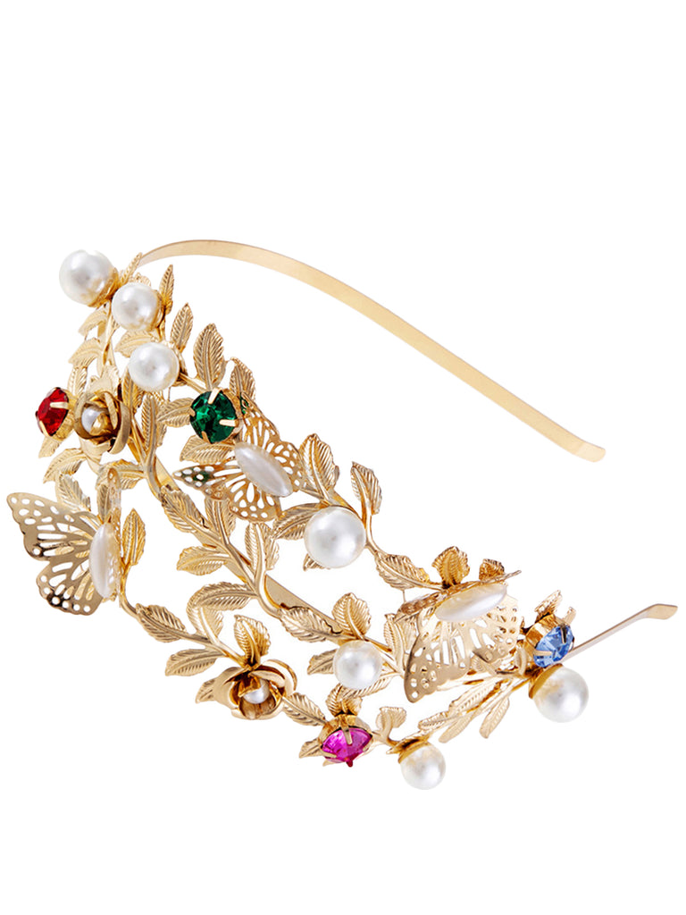 Christmas Butterfly Alloy Imitation Pearl Hairband