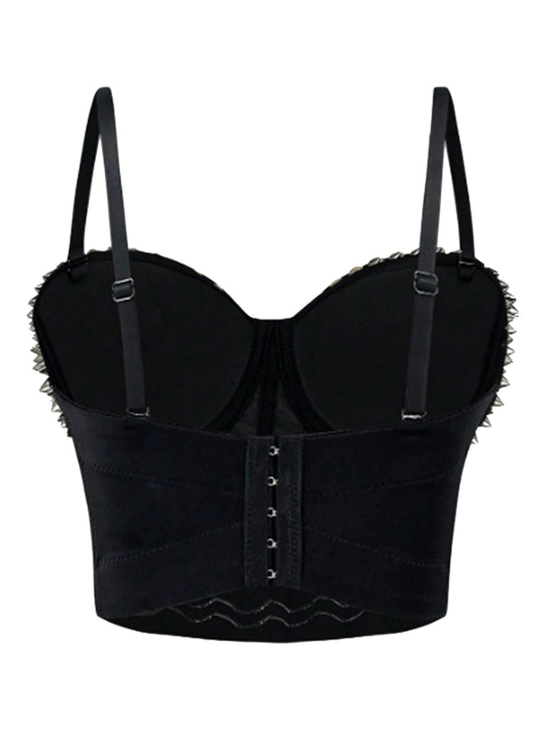 1980s Satin Punk Rock Metallic Rivet Corset
