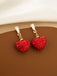Red Crystal Heart Drop Earrings