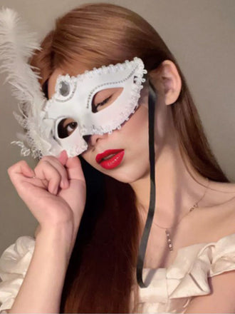 Vintage Elegant Feather Mesh Eye Mask