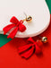 Red Christmas Bow Drop Earrings
