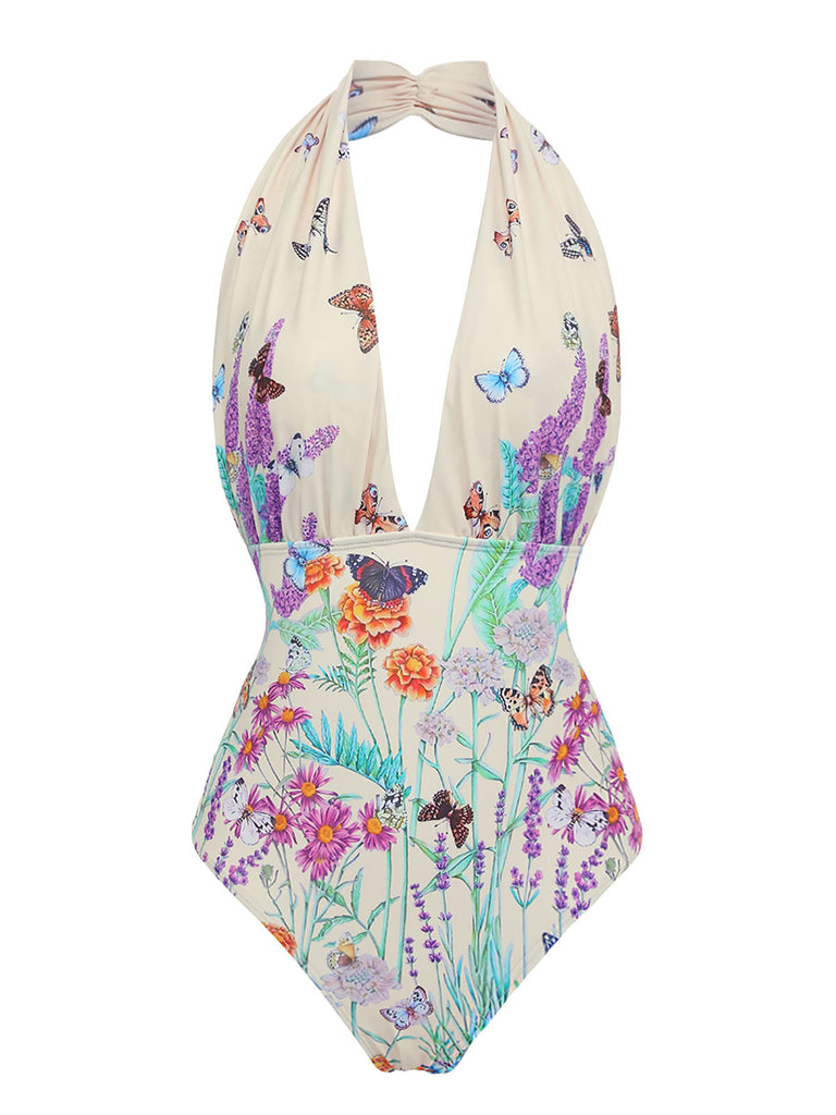 [US Warehouse] Butterfly Halter One-Piece Bikini Set