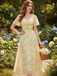Yellow 1930s Butterfly Flutter Sleeve Chiffon Dress