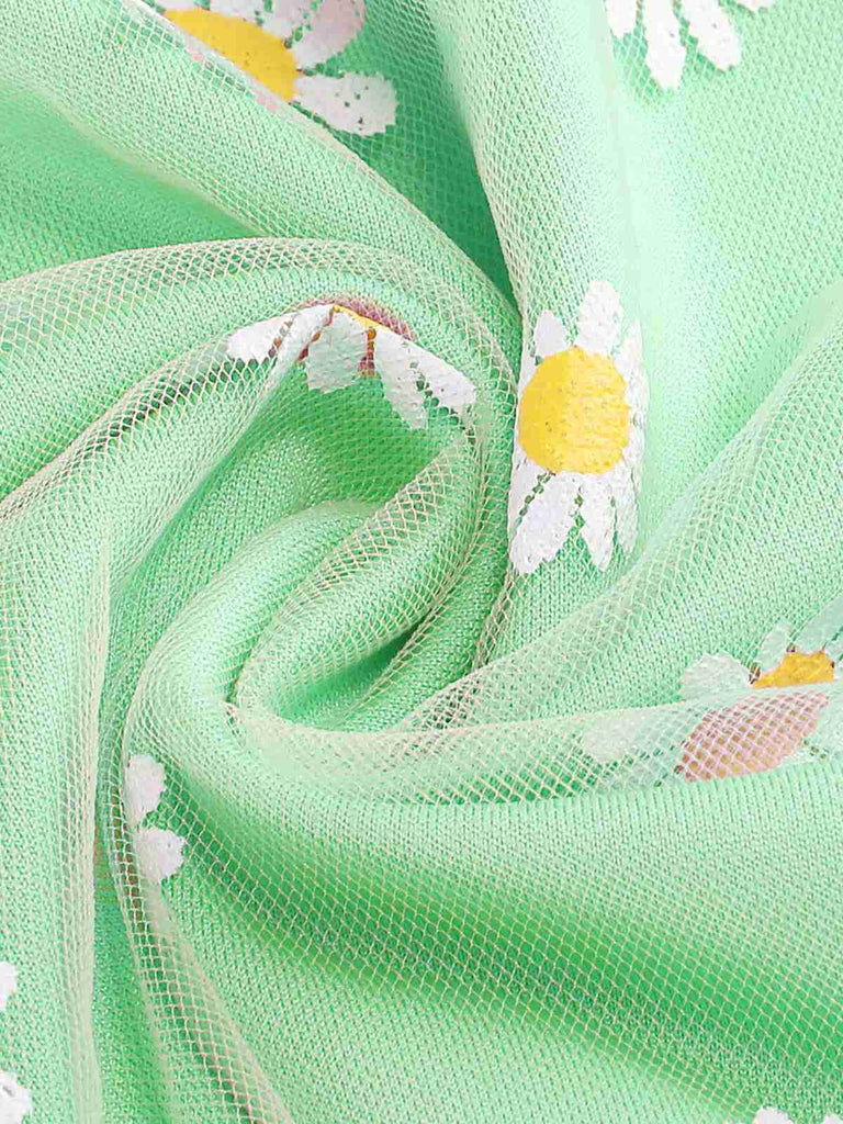 1940s Daisy Mesh High Waist A-Line Skirt