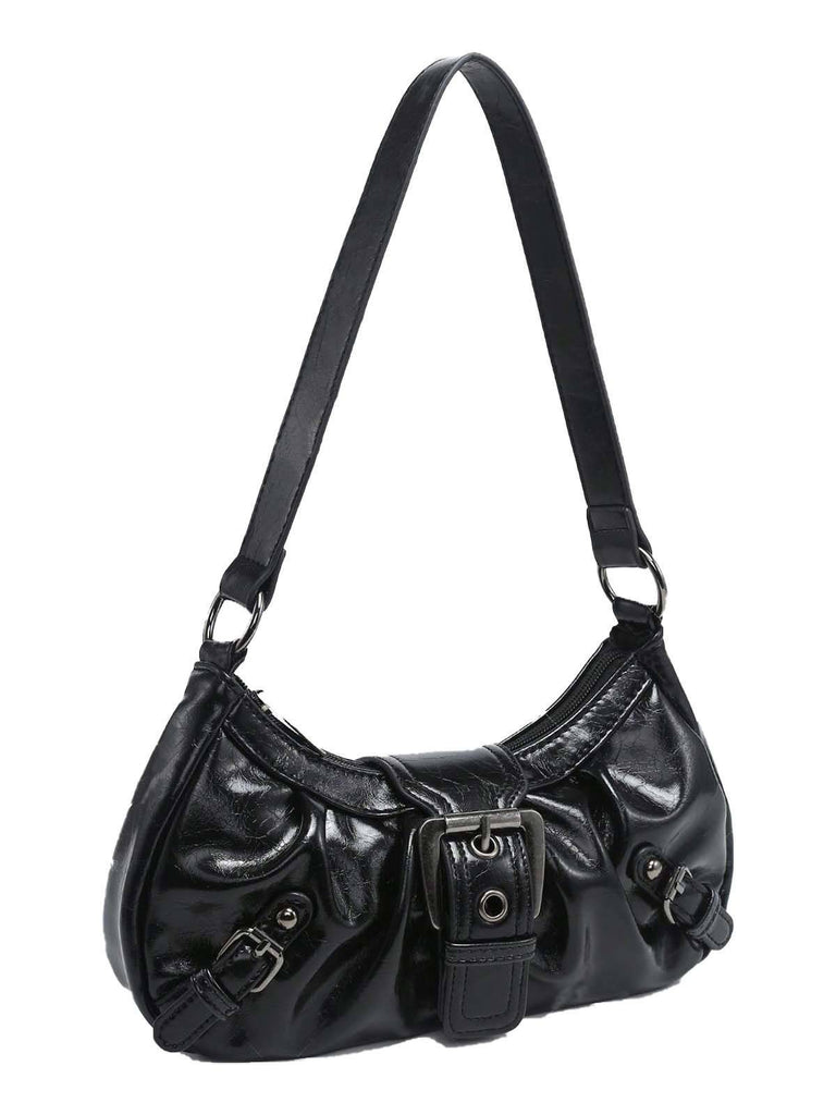 Vintage Leather Buckle Design Shoulder Bag