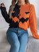 1940s Halloween Pumpkin Face ColorBlock Knit Sweater