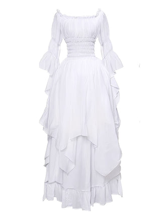 1980s Gothic Bell Sleeve Irregular Hem Dress