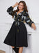 [Plus Size] Black 1950s V-Neck Loose Patchwork Dress