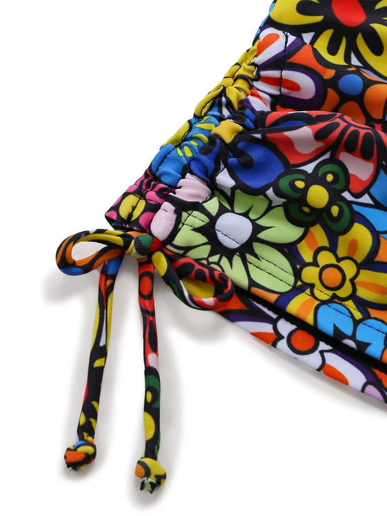 2000s Daisy Halter Colourful Tankini Set: beautiful vintage fashion, retro style, classic elegance with timeless appeal