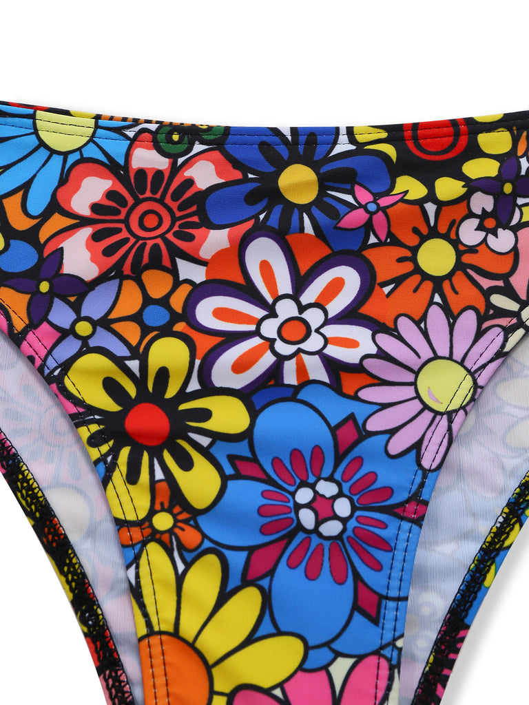 2000s Daisy Halter Colourful Tankini Set | vintage fashion, retro style, classic elegance - perfect for retro fashion enthusiasts