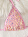 2000s Y2K Sequin Tie-Halter Triangle Bikini Set: beautiful vintage swimwear, retro swimsuit, pin-up style with timeless appeal