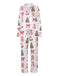 White 1940s Christmas Candy Canes Pajama Set
