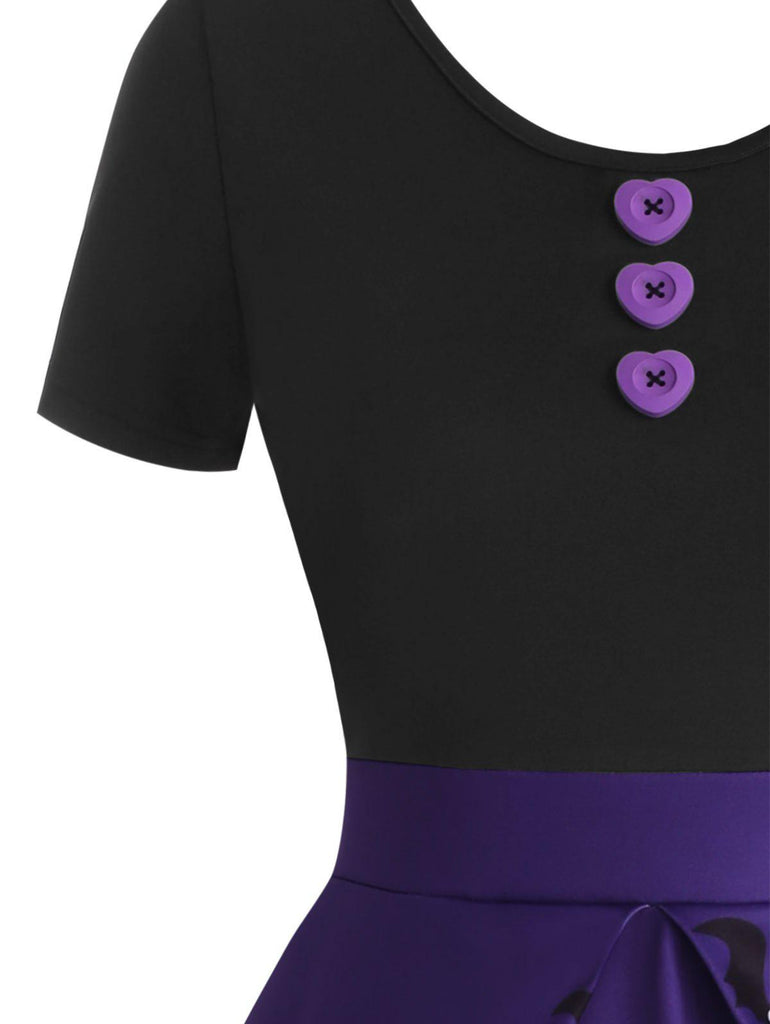 Purple 1950s Halloween Button Dress