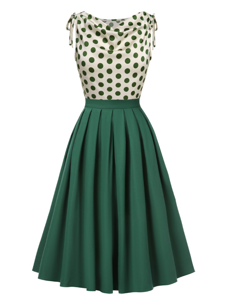 Green 1950s Solid Pleated Skirts