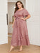[Plus Size] Lotus Pink 1930s Bronzing Polka Dot Waist Dress