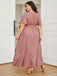 [Plus Size] Lotus Pink 1930s Bronzing Polka Dot Waist Dress