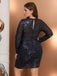 [Plus Size] Navy Blue 1960s Glamorous Sequin Bronzing Dress