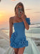 1980s Solid One-Shoulder 3D Flower Mini Dress