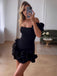 1980s Solid One-Shoulder 3D Flower Mini Dress