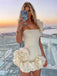 1980s Solid One-Shoulder 3D Flower Mini Dress