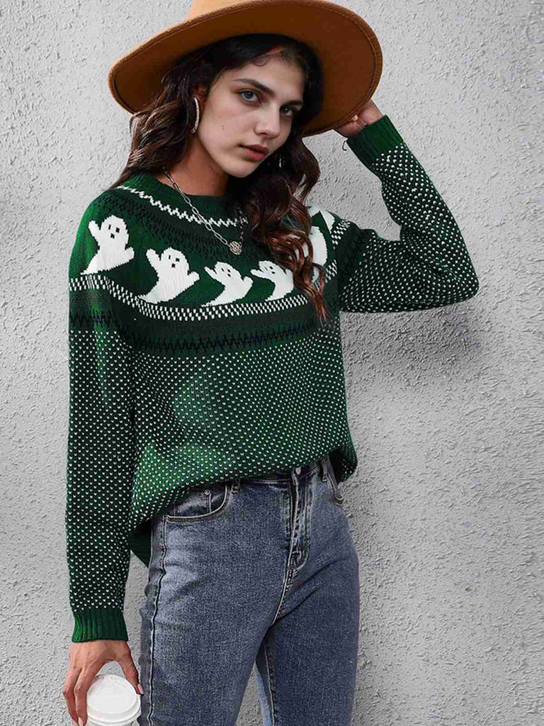 1980s Halloween Boo Polka Dot Knitted Sweater
