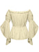 1930s Ruffled Bell Sleeve Off-Shoulder Solid Top