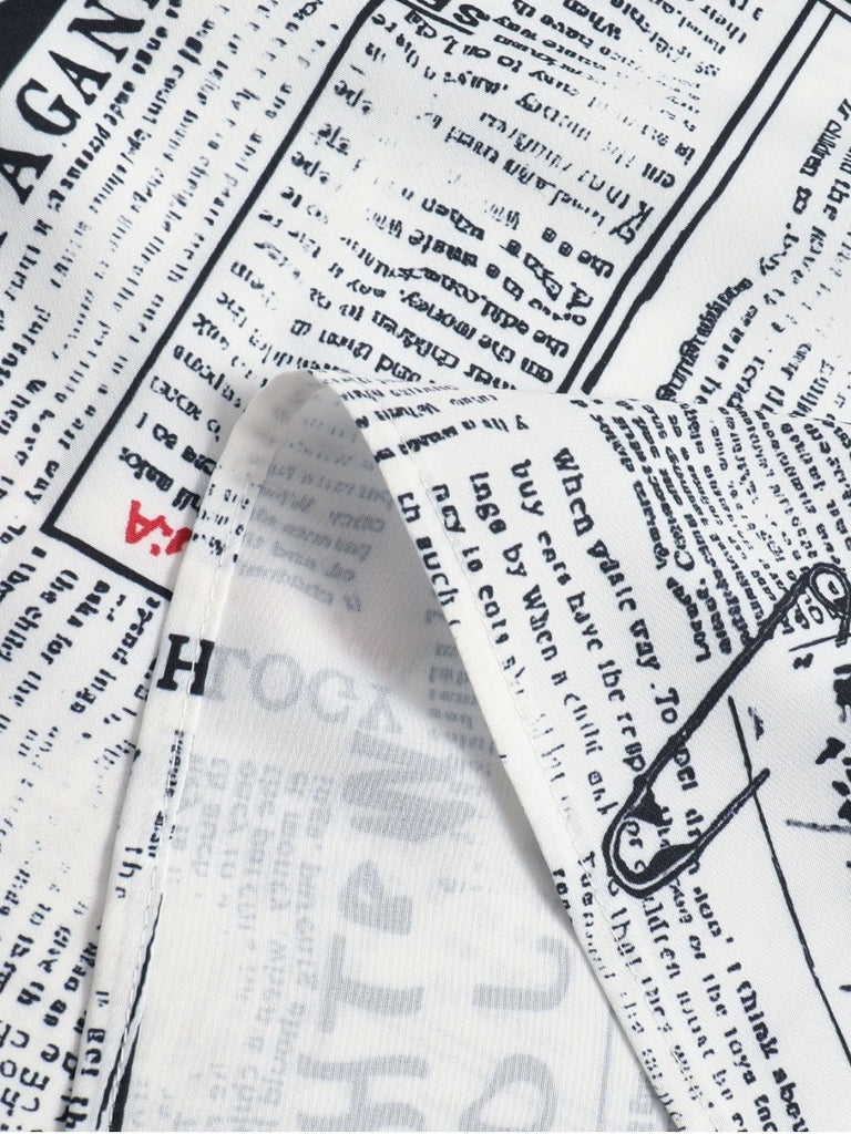 Multicolor 1970s Newspaper Print Tiered Midi Skirt