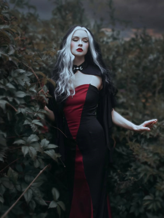 2PCS 1930s Halloween Fishtail Dress & Sheer Coat