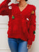 1970s 3D Christams Print Fluffy Knit Button Cardigan