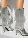 Metallic Pointed-Toe Fringed Disco Ankle Boots