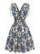 1970s Boho Style Lace-Up V-Neck Dress