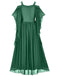 1950s Solid Velvet Mesh Cold Shoulder Dress