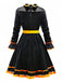 Black 1940s Lapel Bow Patchwork Dress
