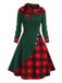 Black 1950s Plaid Hooded Button Dress