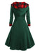 Green&Red 1950s Christmas Plaids Hooded Dress