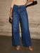 1960s High Waist Wide-Leg Patch Pocket Jeans