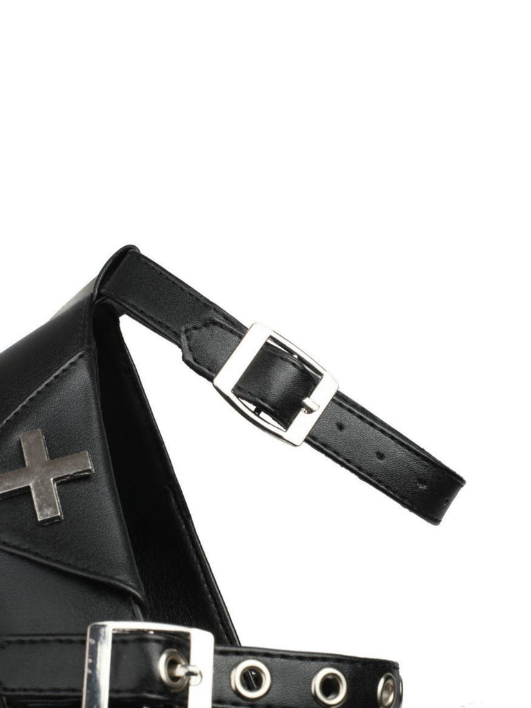 Punk Cross Buckle Ankle Strap Chunky High Heels