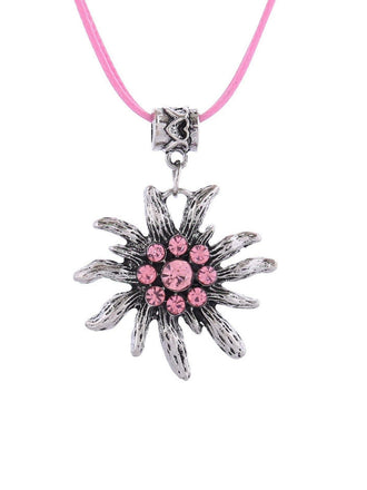 Vintage Rhinestone Edelweiss Dangle Necklace