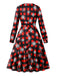 1950s Christmas Square Collar Long Sleeve Dress