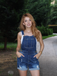 1970s Stretch Ripped Denim Overall Romper