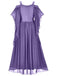 1950s Solid Velvet Mesh Cold Shoulder Dress