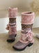 Vintage Faux Fur Pom-Pom Winter Snow Boots
