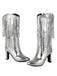 Metallic Pointed-Toe Fringed Disco Ankle Boots