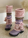 Vintage Faux Fur Pom-Pom Winter Snow Boots