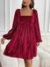 1960s Square Neck Puff Sleeve Velvet Babydoll Dress