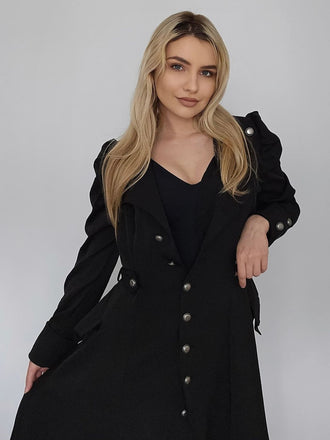 1950s Solid Stand Collar Button Coat